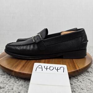 G.H. Bass & Co Weejuns Mens 9D Bran Black Leather Strap Casual Daily Loafer
